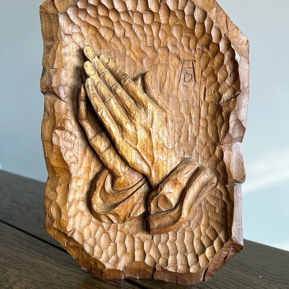 Vintage Albrecht Durer Praying Hands Metal Wood Wall Plaque Made In Germany